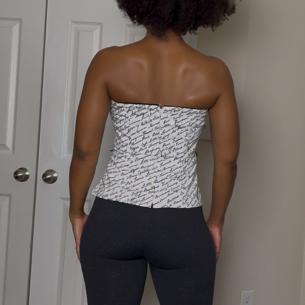 White Script Print Tube Top - Picture 3 of 4